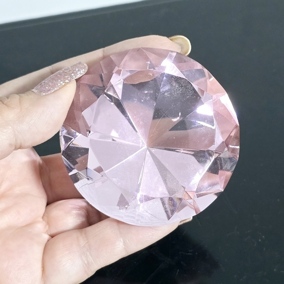 Crystal Pink Cut Glass Diamond Paperweight - Picture 7 of 11